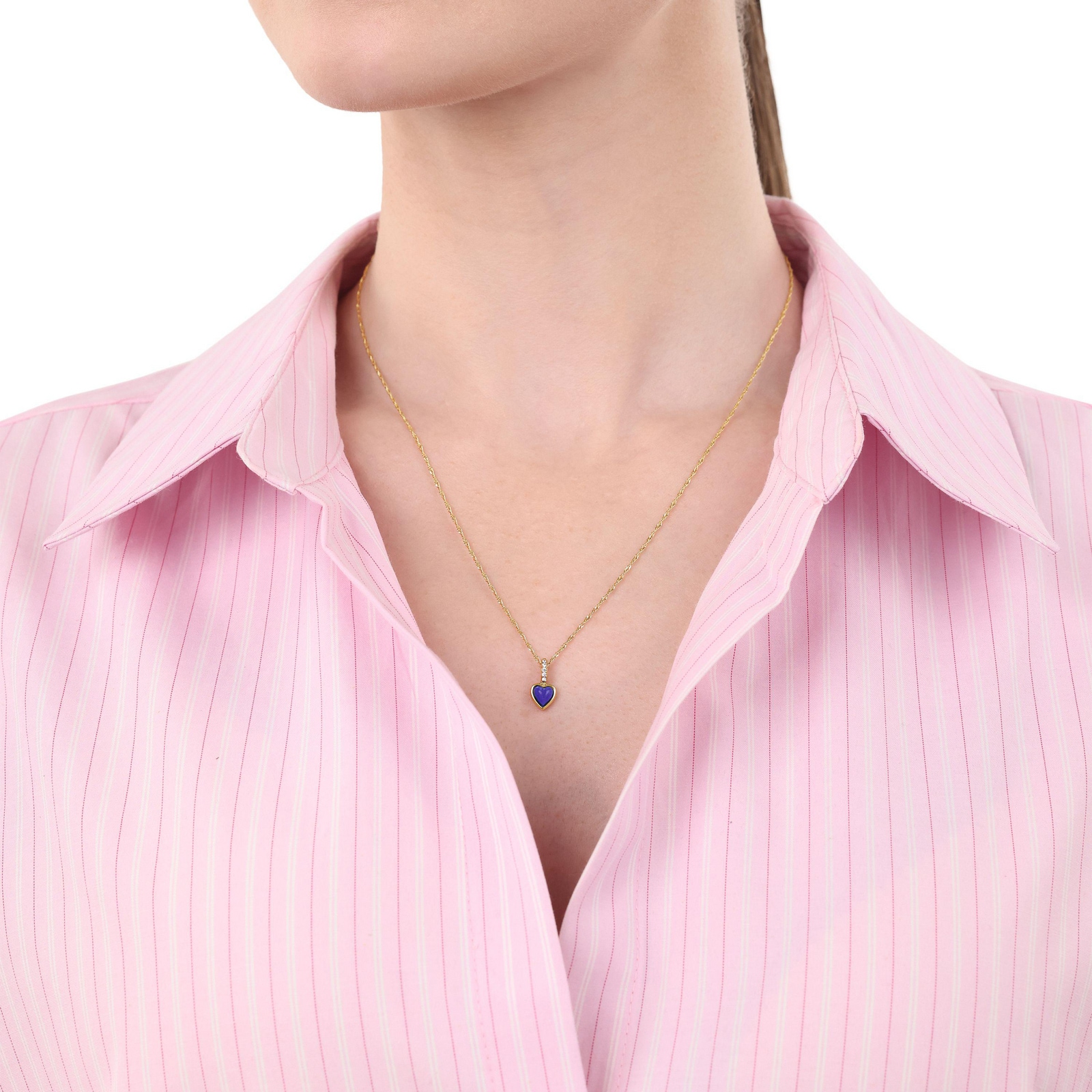 AMOR Yellow Gold Coloured Sterling Silver Lapis Pendant Necklace