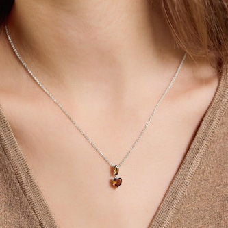 AMOR Sterling Silver Glass Stone Pendant Necklace