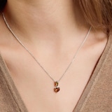 AMOR Sterling Silver Glass Stone Pendant Necklace