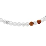 AMOR Stainless Steel Pearl & Tigers Eye Beaded Bracelet
