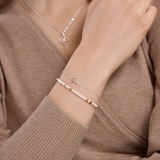 AMOR Stainless Steel Pearl & Tigers Eye Beaded Bracelet
