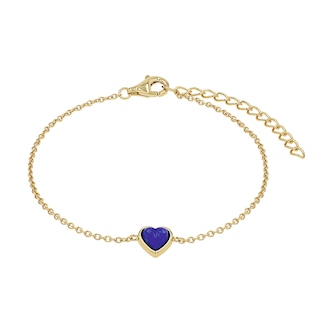 Amor Yellow Gold Coloured Sterling Silver Lapis Heart Bracelet