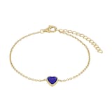 AMOR Yellow Gold Coloured Sterling Silver Lapis Heart Bracelet