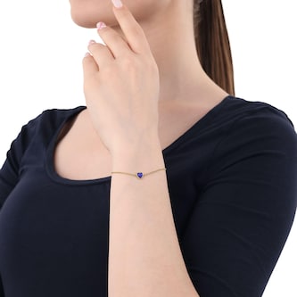 Amor Yellow Gold Coloured Sterling Silver Lapis Heart Bracelet