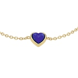 AMOR Yellow Gold Coloured Sterling Silver Lapis Heart Bracelet