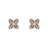 AMOR Sterling Silver Glass Stone Flower Stud Earrings