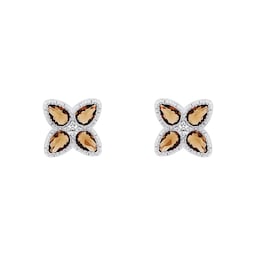 37970334 - Sterling Silver Glass Stone Flower Stud Earrings