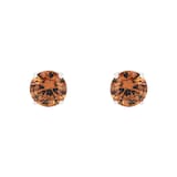 AMOR Sterling Silver Brown Cubic Zirconia Stud Earrings