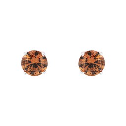 37970335 - Sterling Silver Brown Cubic Zirconia Stud Earrings