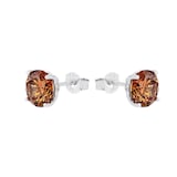 AMOR Sterling Silver Brown Cubic Zirconia Stud Earrings