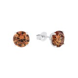 AMOR Sterling Silver Brown Cubic Zirconia Stud Earrings