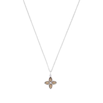 AMOR Sterling Silver Glass Stone Flower Pendant Necklace AMOR Sterling Silver Glass Stone Flower Pendant Necklace