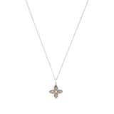 AMOR Sterling Silver Glass Stone Flower Pendant Necklace