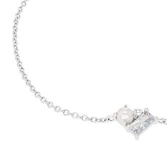 AMOR Sterling Silver Pearl & Cubic Zirconia Bracelet AMOR Sterling Silver Pearl & Cubic Zirconia Bracelet