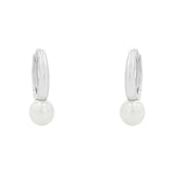 AMOR Sterling Silver Pearl Hoop Earrings