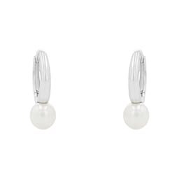 37970341 - Sterling Silver Pearl Hoop Earrings