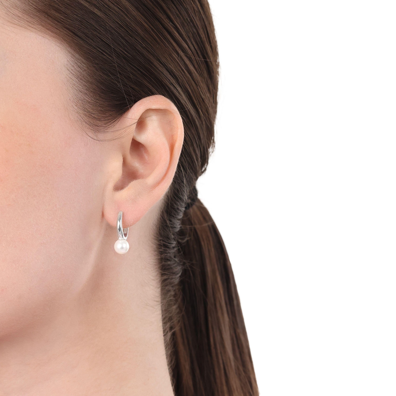 Amor Sterling Silver Pearl Hoop Earrings