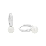 AMOR Sterling Silver Pearl Hoop Earrings