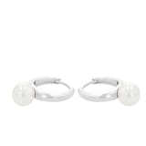 AMOR Sterling Silver Pearl Hoop Earrings