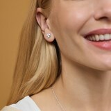 AMOR Sterling Silver Cubic Zirconia & Pearl Stud Earrings