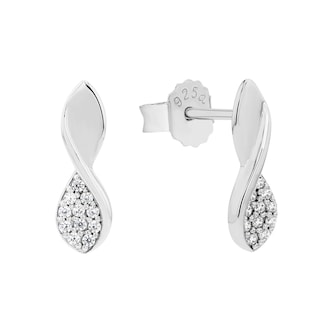 AMOR Sterling Silver Cubic Zirconia Drop Earrings