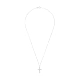 AMOR Sterling Silver Cubic Zirconia & Pearl Cross Pendant Necklace