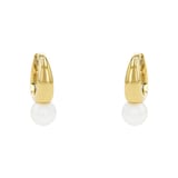 AMOR Yellow Gold Coloured Pearl Hoop Earrings