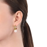 AMOR Yellow Gold Coloured Pearl Hoop Earrings