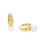 AMOR Yellow Gold Coloured Pearl Hoop Earrings