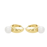 AMOR Yellow Gold Coloured Pearl Hoop Earrings