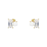 AMOR Yellow Gold Coloured Sterling Silver Pearl & Cubic Zirconia Stud Earrings