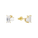 AMOR Yellow Gold Coloured Sterling Silver Pearl & Cubic Zirconia Stud Earrings