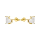 AMOR Yellow Gold Coloured Sterling Silver Pearl & Cubic Zirconia Stud Earrings