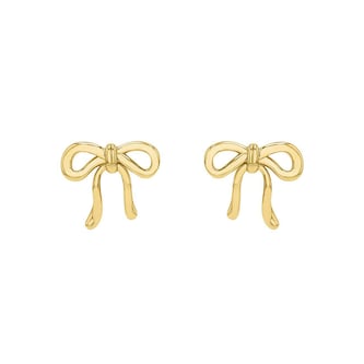AMOR Yellow Gold Coloured Sterling Silver Bow Stud Earrings