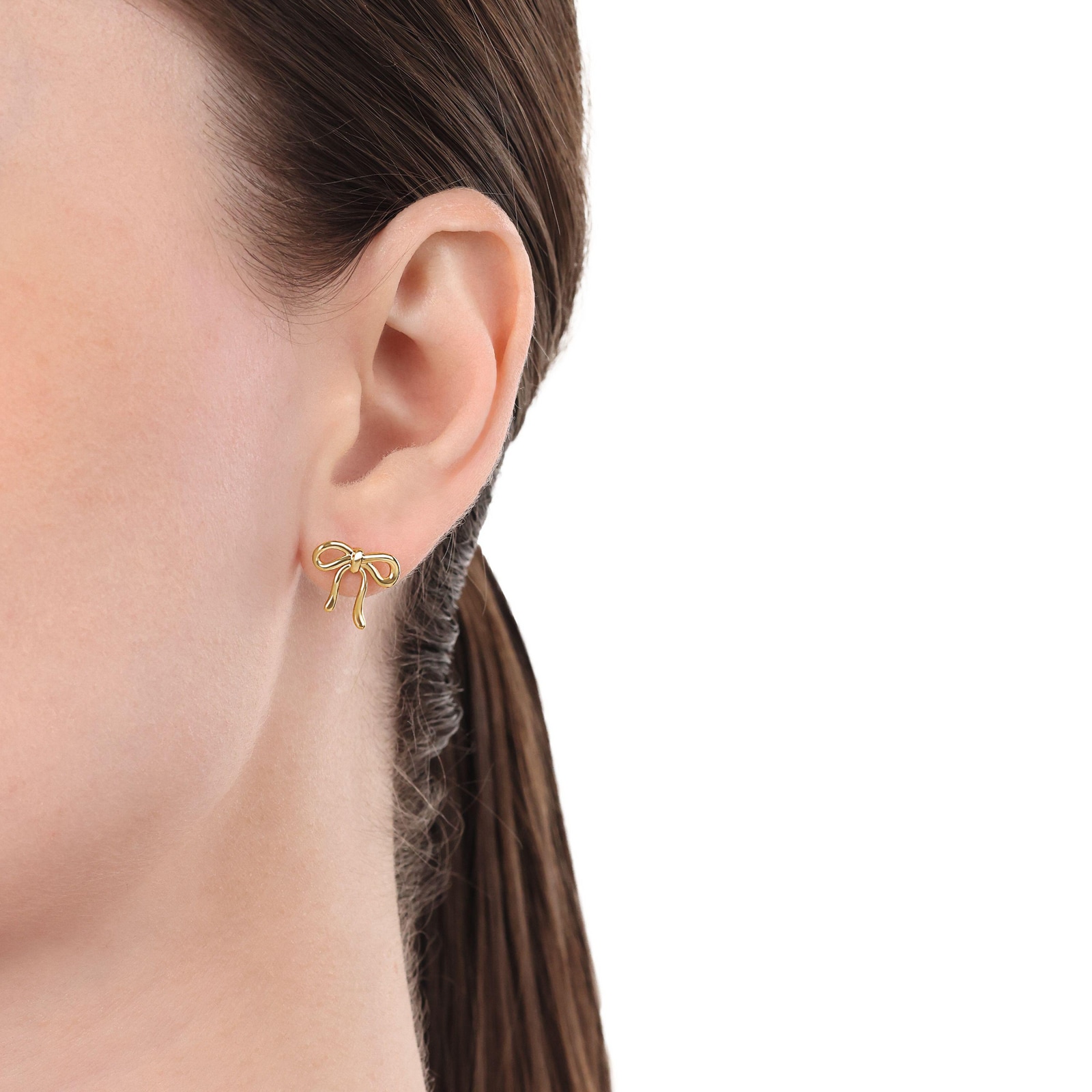 AMOR Yellow Gold Coloured Sterling Silver Bow Stud Earrings AMOR Yellow Gold Coloured Sterling Silver Bow Stud Earrings