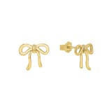 AMOR Yellow Gold Coloured Sterling Silver Bow Stud Earrings