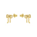 AMOR Yellow Gold Coloured Sterling Silver Bow Stud Earrings
