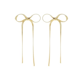 AMOR Yellow Gold Coloured Bow Drop Earrings