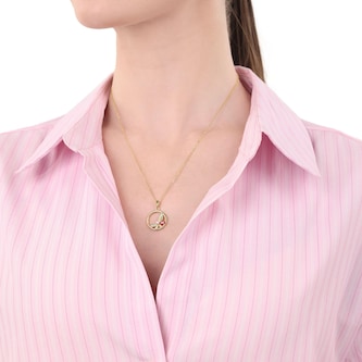 Amor Yellow Gold Coloured Pearl & Cubic Zirconia Pendant Necklace