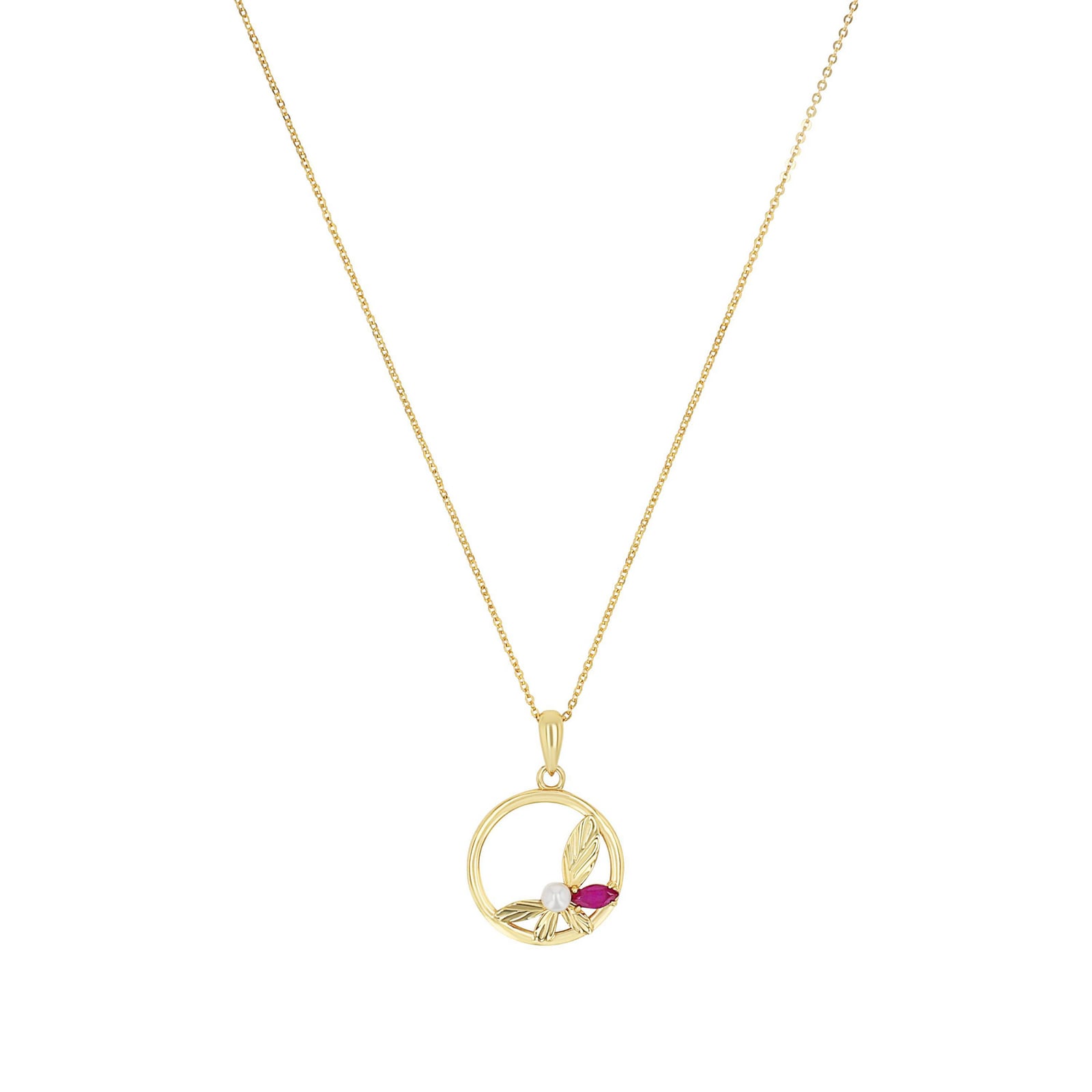 AMOR Yellow Gold Coloured Pearl & Cubic Zirconia Pendant Necklace AMOR Yellow Gold Coloured Pearl & Cubic Zirconia Pendant Necklace