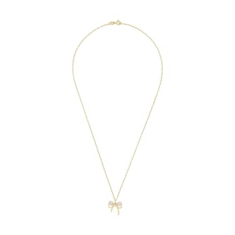AMOR Yellow Gold Coloured Cubic Zirconia Bow Pendant Necklace