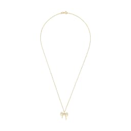 37970358 - Yellow Gold Coloured Cubic Zirconia Bow Pendant Necklace
