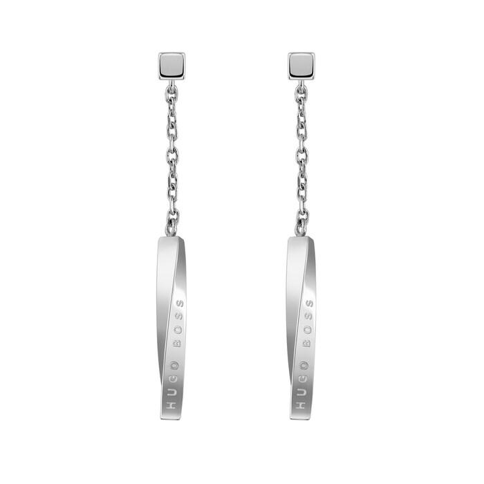 BOSS Signature Stainless Steel Drop Earrings