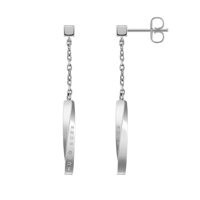 BOSS Signature Stainless Steel Drop Earrings