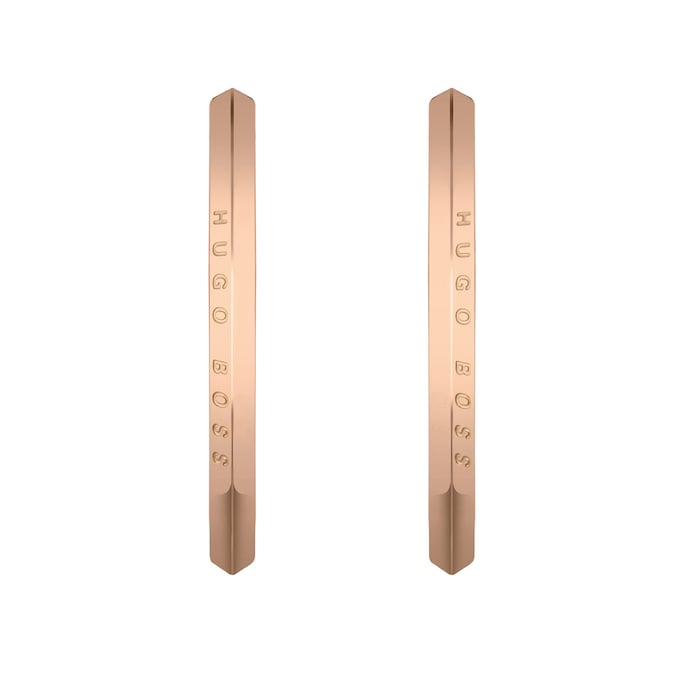 BOSS Insignia Rose Gold Coloured Hoop Earrings