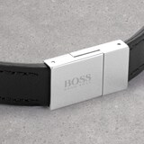 BOSS Leather Essentials Black Stainless Steel Bracelet