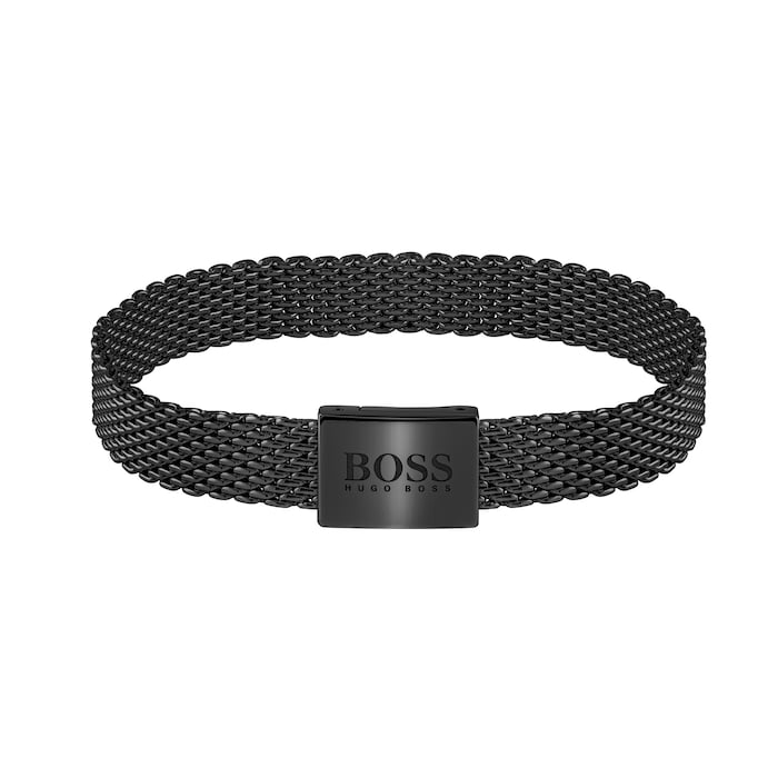 BOSS Mesh Essentials Black Plated Bracelet