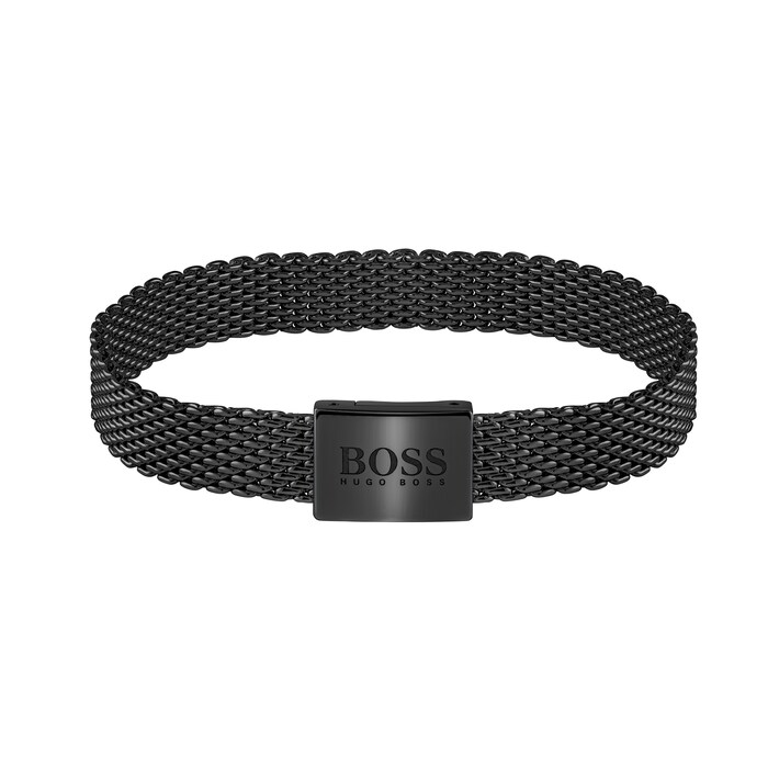 BOSS Mesh Essentials Black Plated Bracelet