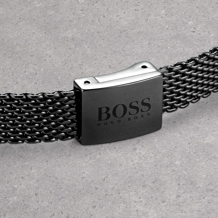 BOSS Mesh Essentials Black Plated Bracelet