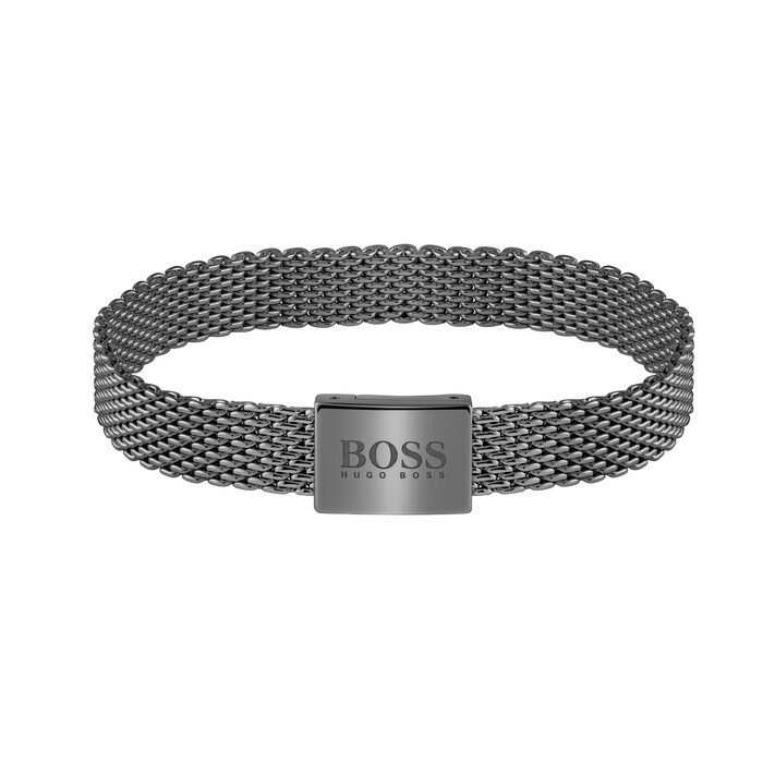 BOSS Mesh Essentials Grey Plated Bracelet